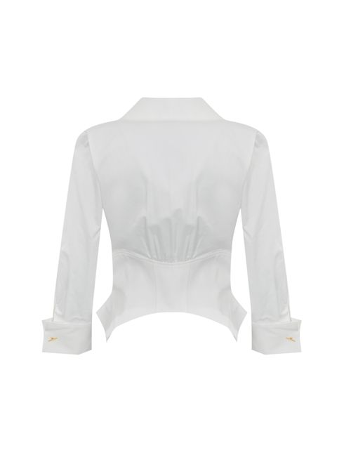 Camicia in cotone stretch e ganci gioiello Elisabetta Franchi | CA06057E2100